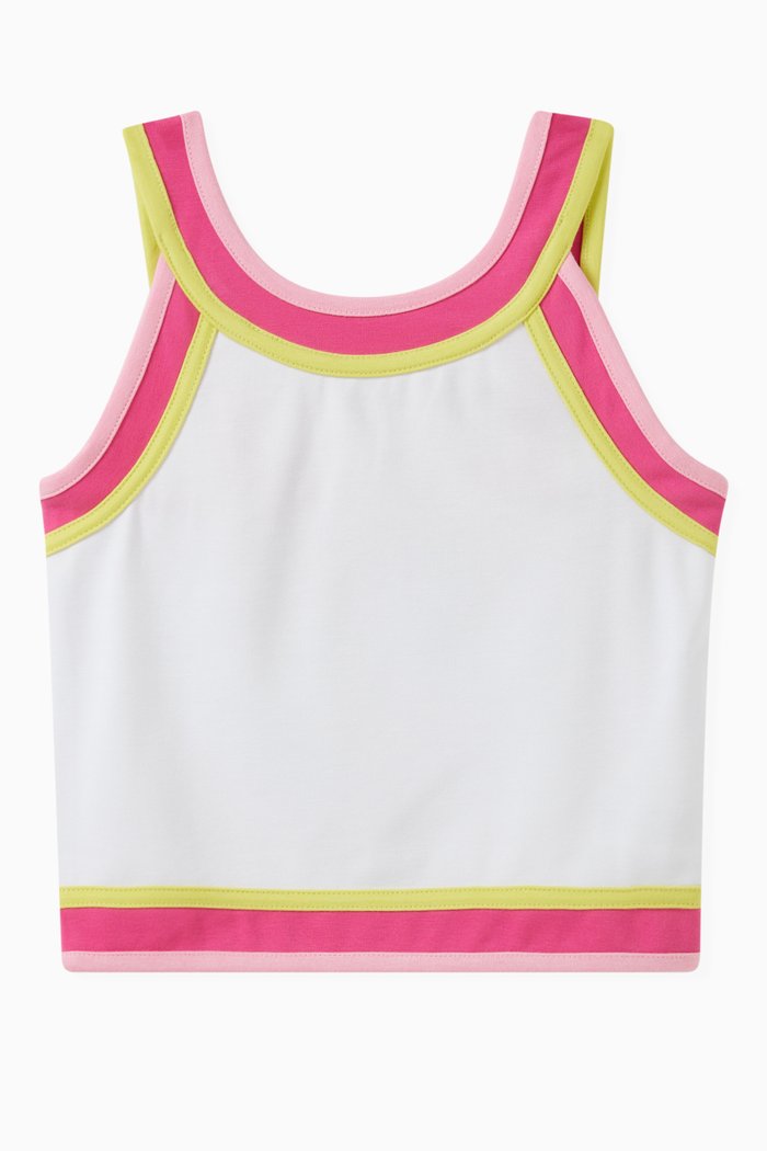 

Multicolour Trim Tank Top in Rayon Blend, White