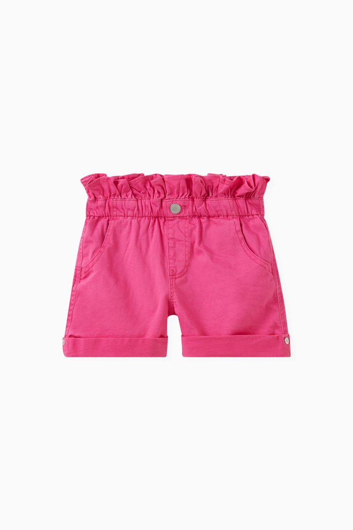 

Paperbag Waist Shorts in Stretch Denim, Pink