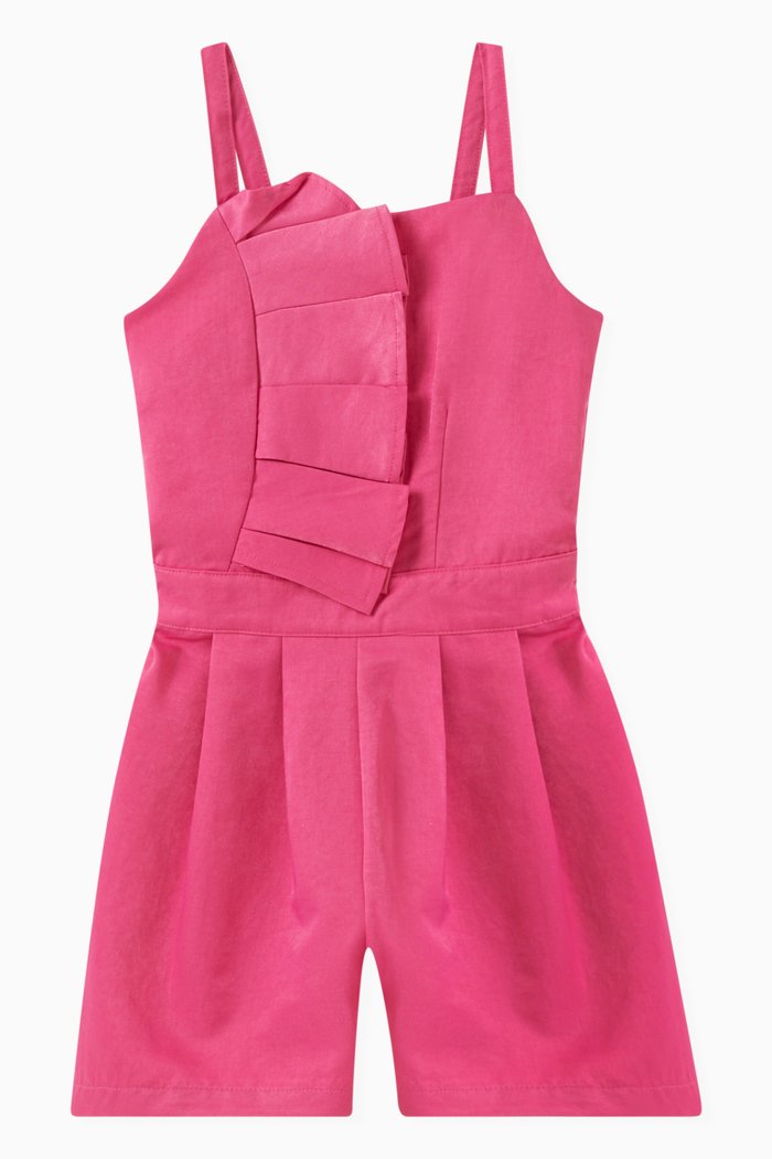 

Pleated Romper in Poly-cotton Blend, Pink