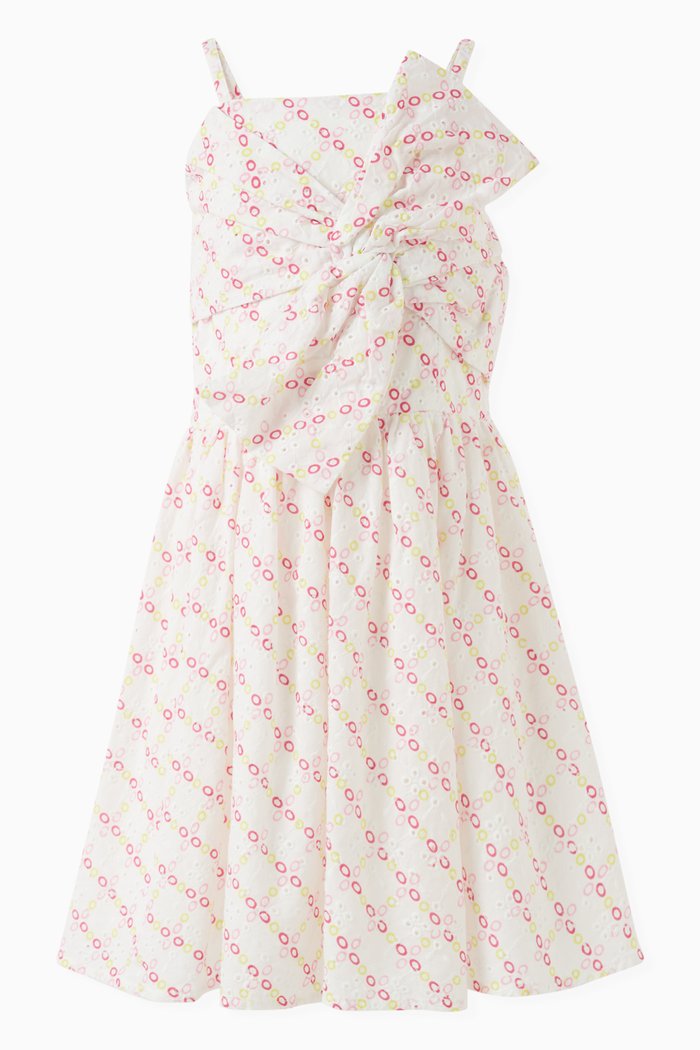 

Embroidered Eyelet Dress in Cotton, White