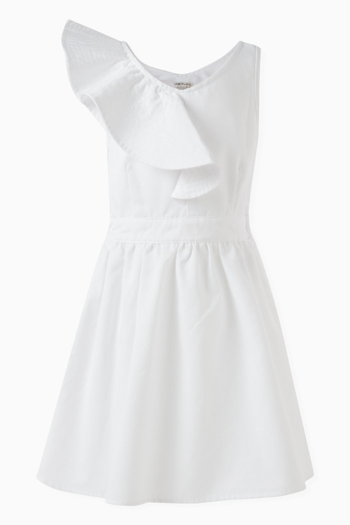 

Ruffled Dress in Denim, White