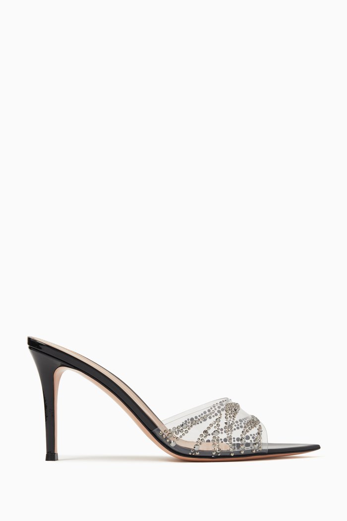

Ellle 85 Crystal-embellished Mules in Leather, Black