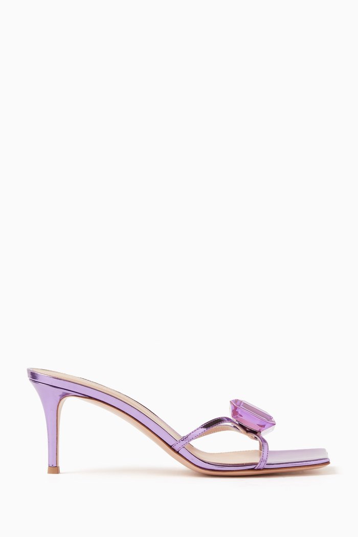 

Jaipur 70 Maxi Jewel Sandals in Metallic Leather, Purple