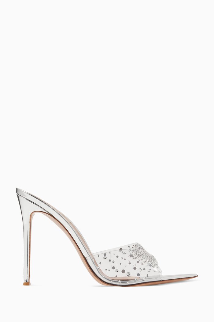 

Ellle 85 Crystal-embellished Mules in Metallic Leather, Silver