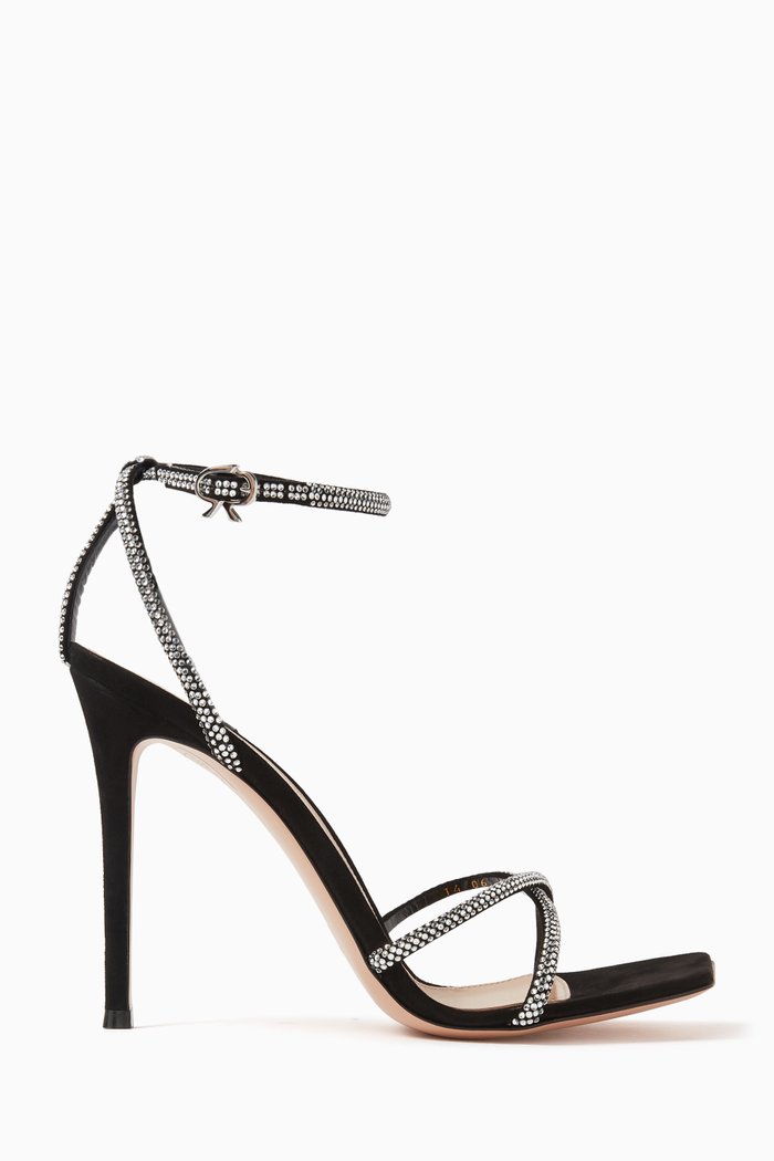

Crystal-embellished 105 Sandals in Suede, Black