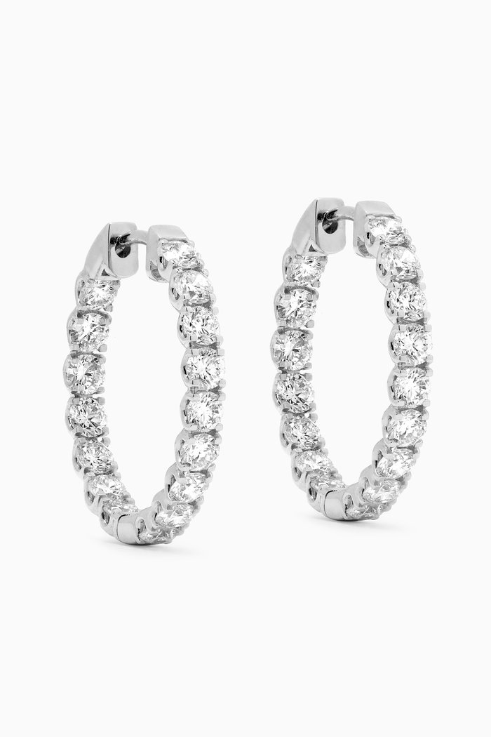 

Crescent Diamond Hoop Earring in 18kt White Gold