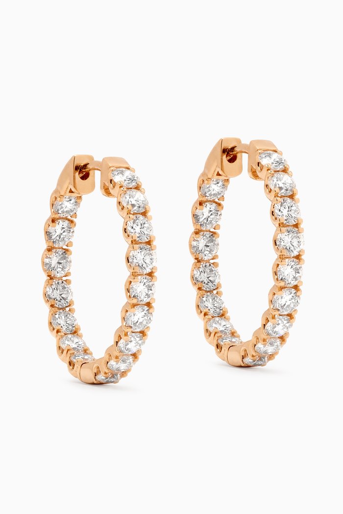 

Crescent Diamond Hoop Earrings in 18kt Gold, White