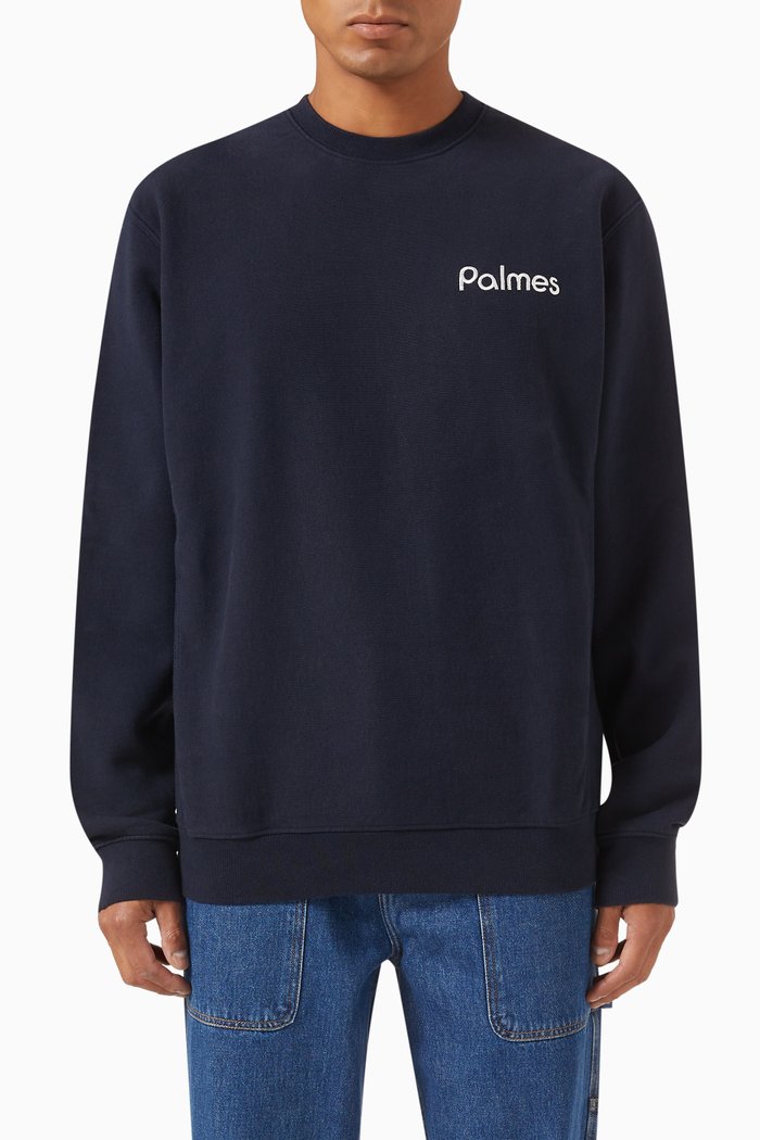 

Line Logo Crewneck Sweatshirt in Recycled Cotton Blend, Blue