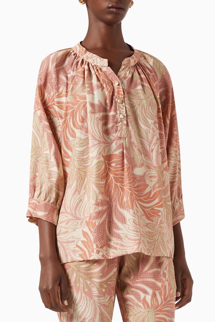

Remy Pleated Blouse in Silk, Pink