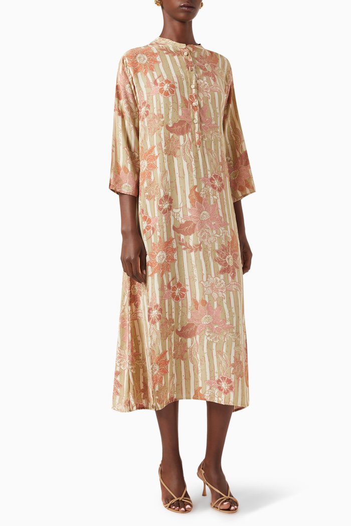 

Isobel Shirt Midi Dress in Rayon, Multicolour