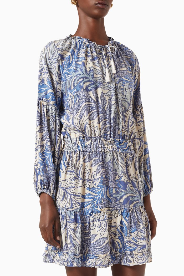

Maggie Mini Dress in Silk, Blue