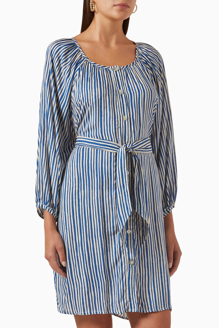 

Alex Stripe Mini Dress in Rayon, Blue