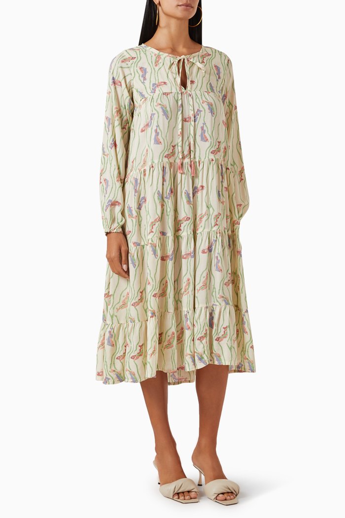 

Elisha Printed Midi Dress in Rayon, Multicolour