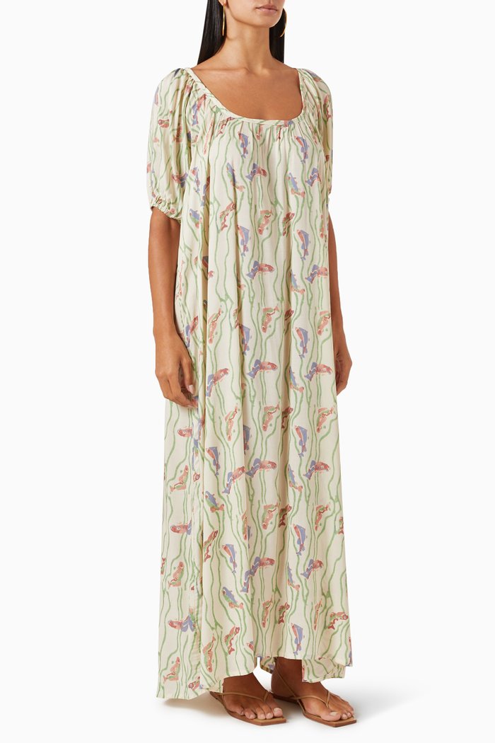 

Vivi Printed Maxi Dress in Rayon, Multicolour