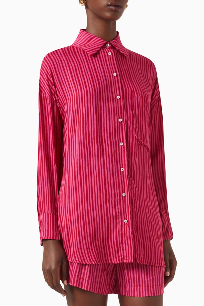 

Jennifer Stripe Shirt in Rayon, Pink