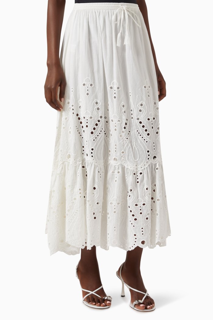 

Sierra Midi Skirt in Cotton, White
