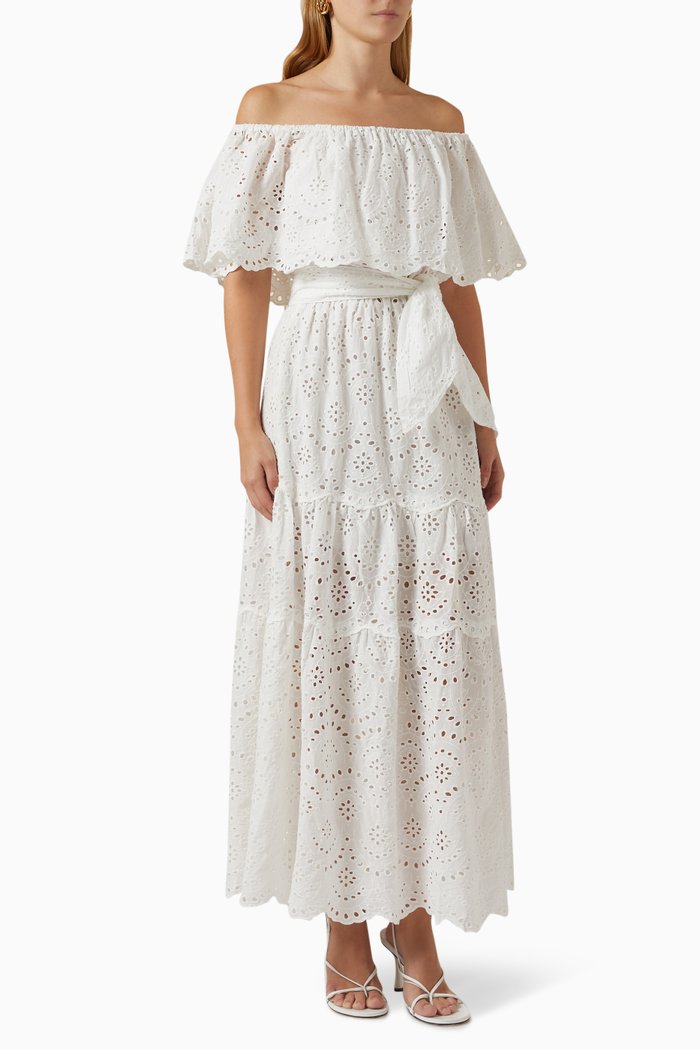 

Naomi Off-shoulder Dress in Cotton, White