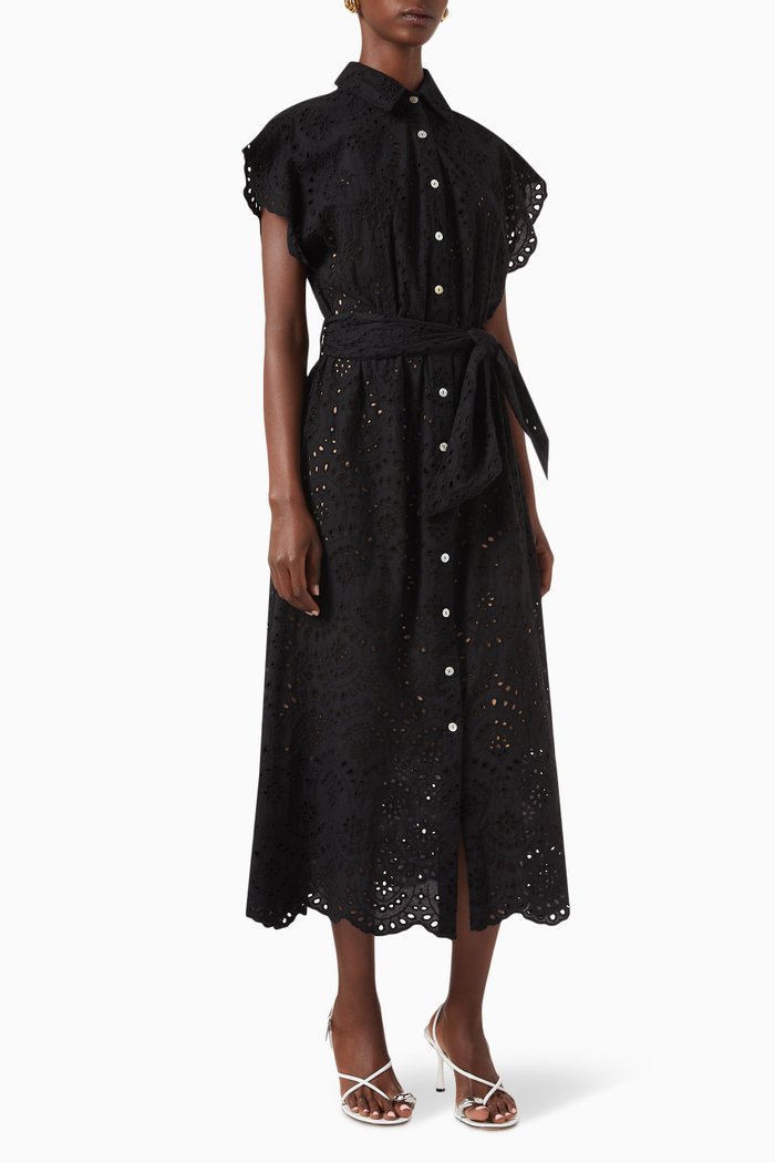 

Harper Embroidered Maxi Dress in Cotton, Black