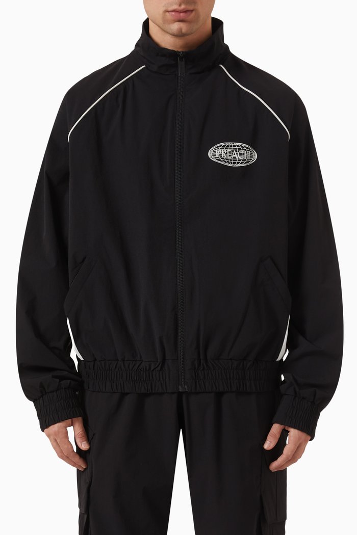 Universe Track Jacket in Recycled Nylon, Black