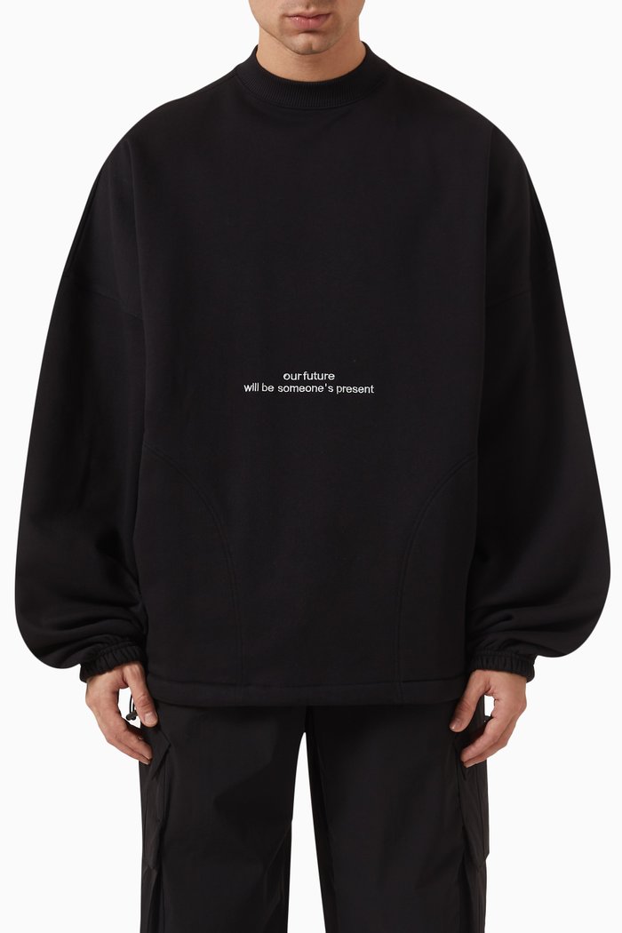 Universe Side Pocket Sweatshirt in Organic Cotton, Black