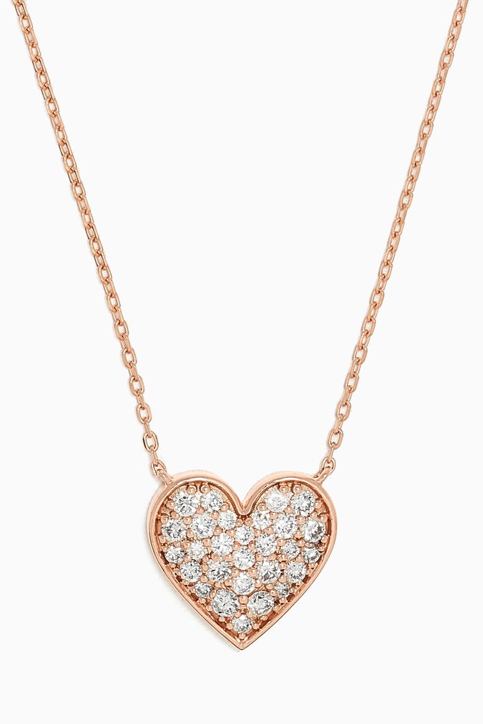 

Heart Diamond Necklace in 18kt Rose Gold, White