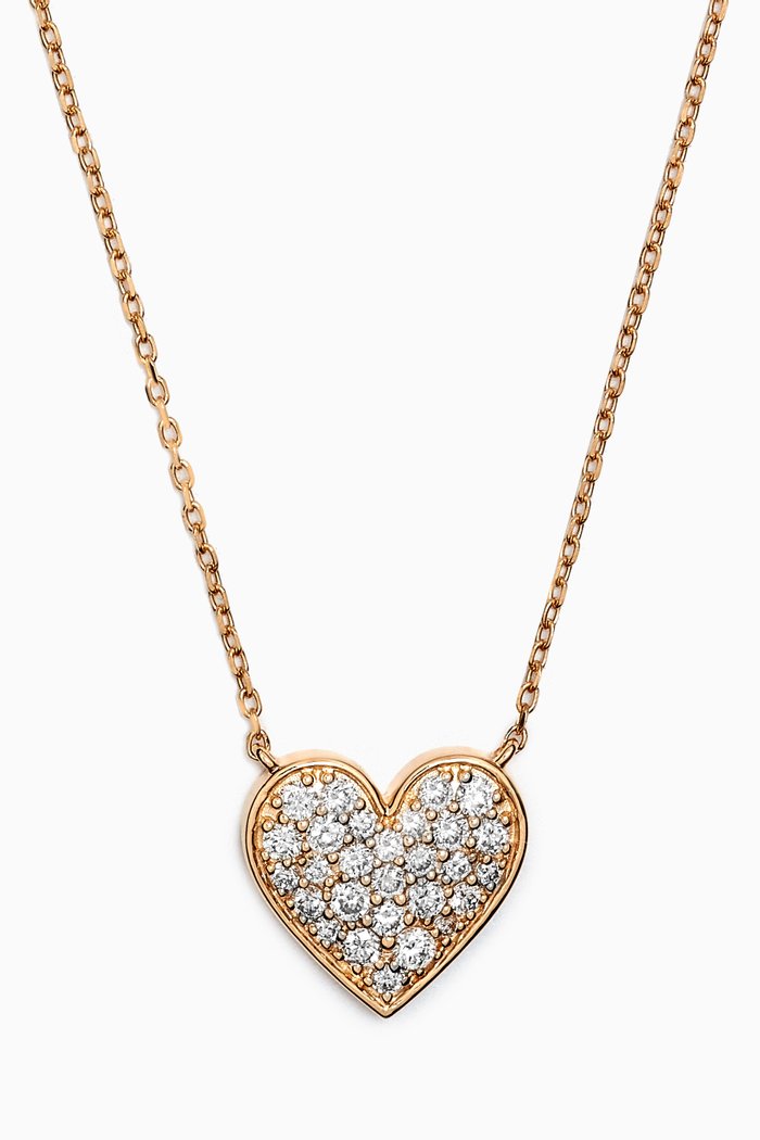 Heart Diamond Necklace in 18kt Gold, White