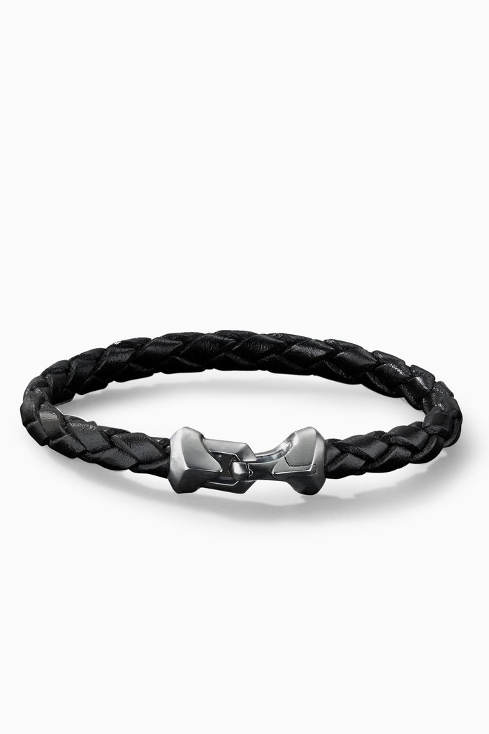 

Armory® Bracelet in Leather with Sterling Silver, 6.6mm, Black