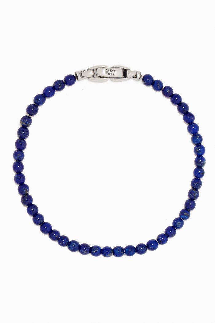 

Spiritual Beads Bracelet with Lapis in Sterling Silver, 4mm, Blue
