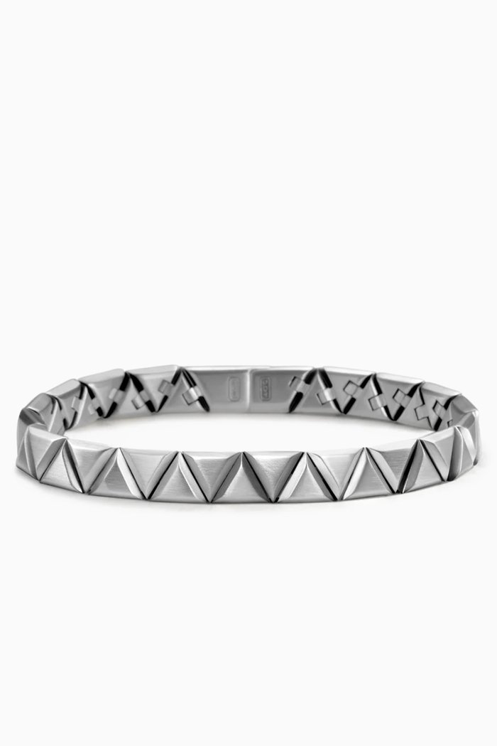 Faceted Link Bracelet in Sterling Silver, 7.5mm