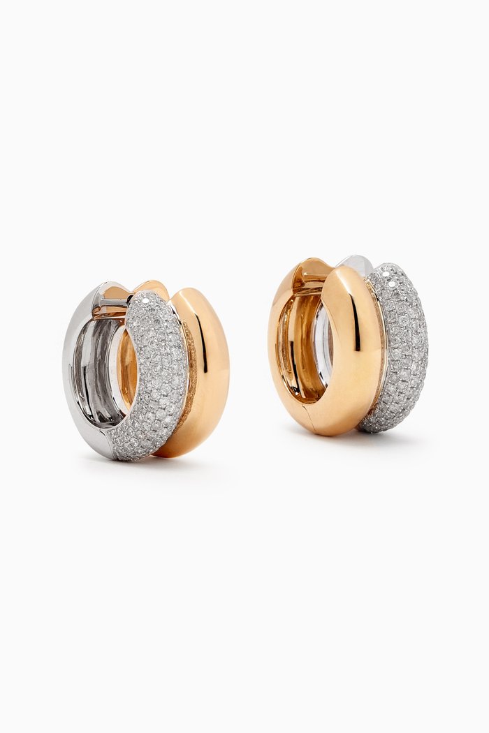 

Bouees Creoles Diamond Hoop Earrings in 9kt Yellow & White Gold