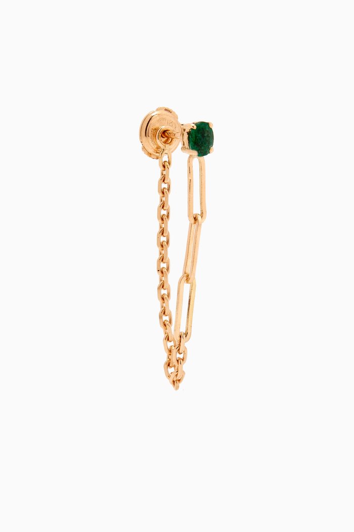 

Bo Chain Emerald Single Earring in 18kt Gold, Green