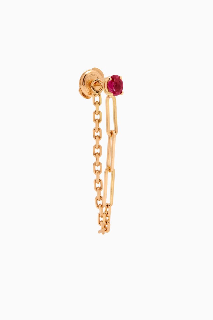 

Bo Chain Ruby Single Earring in 18kt Gold, Red