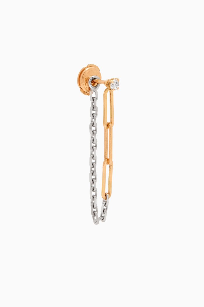 

Bo Chain Diamond Single Earring in 18kt White & Yellow Gold