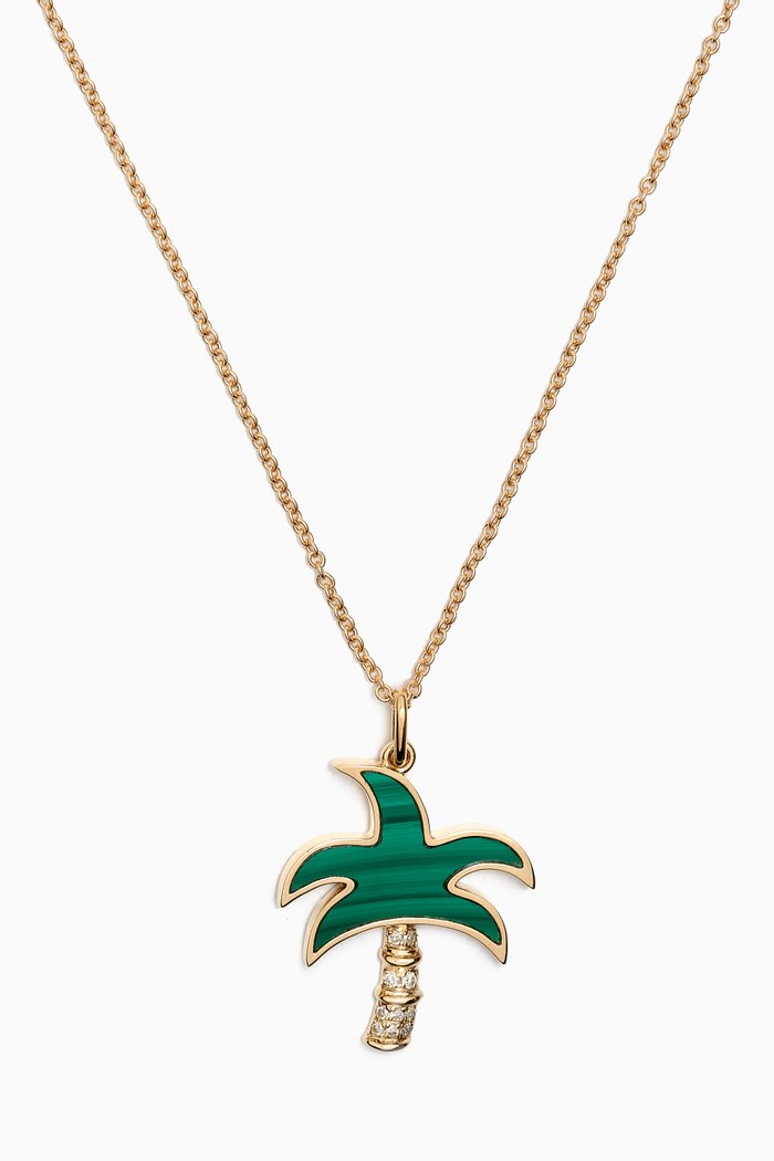 

Palm Pendant Diamond & Malachite Necklace in 18kt Gold, Yellow