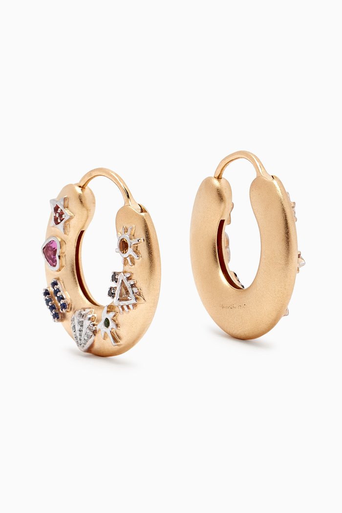 

Multi-stone Hoop Earrings in 18kt Gold, Yellow