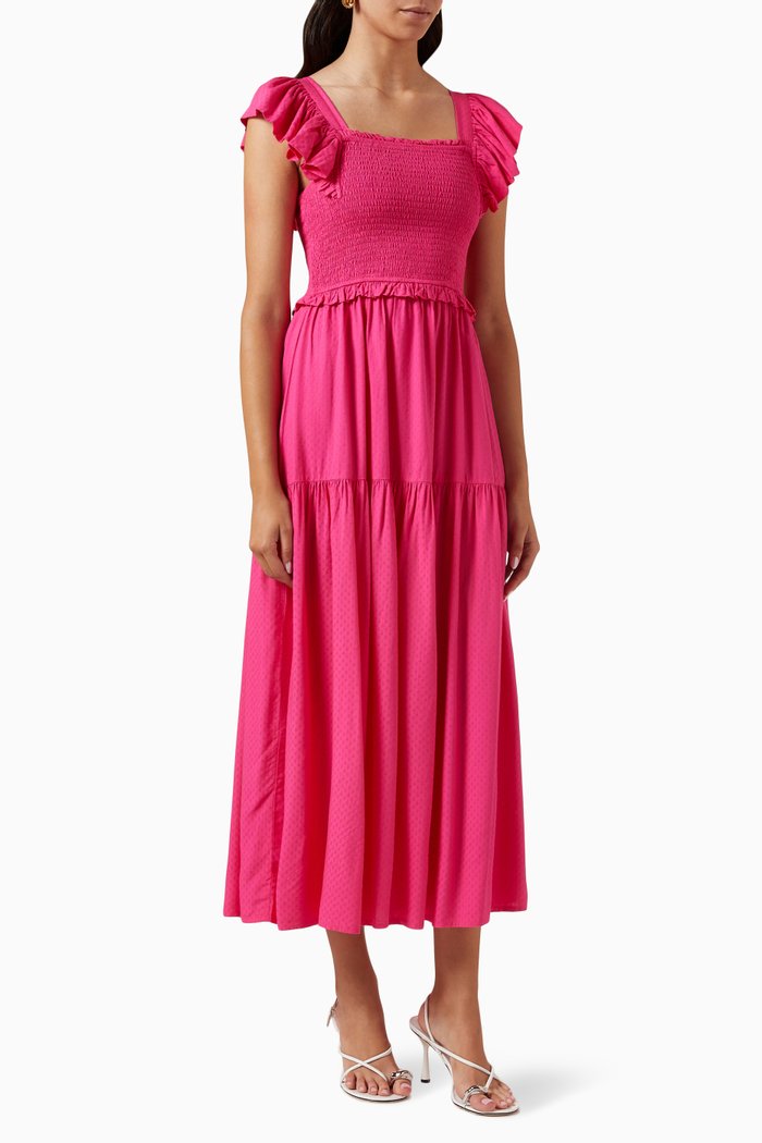 

Yascitri Smocked Midi Dress in EcoVero™, Pink