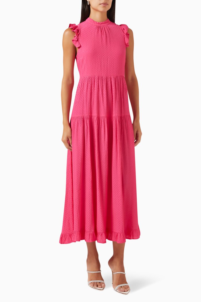 Yaslola Textured Midi Dress in EcoVero™, Pink
