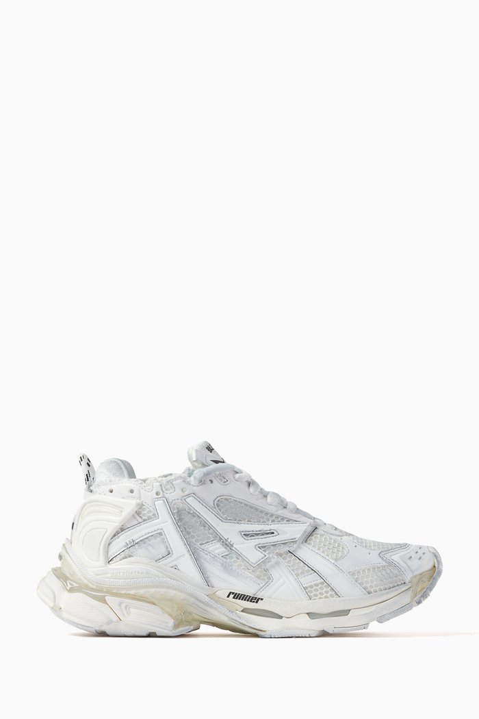 

Runner Sneakers in Mesh & Nylon, White
