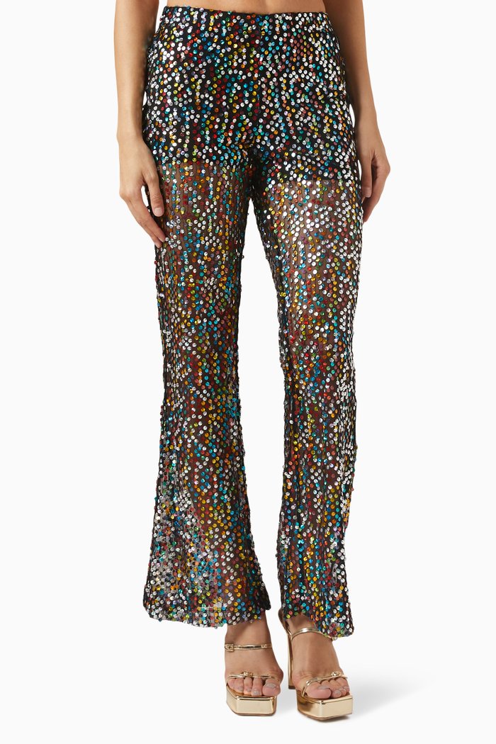 

Yasnoelle Pants in Sequinned Fabric, Black