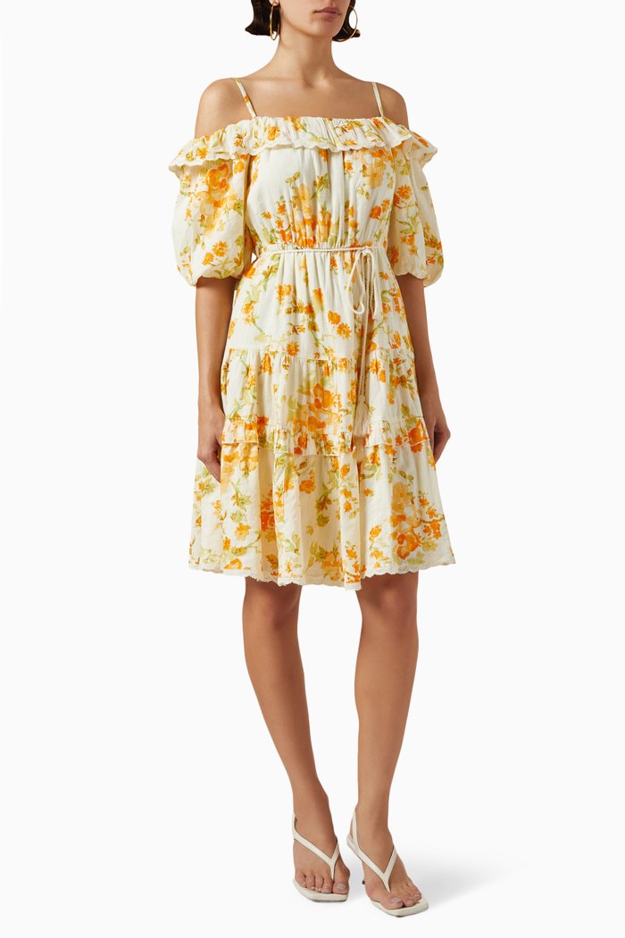 

Yassomelli Off-shoulder Dress in Cotton, Neutral