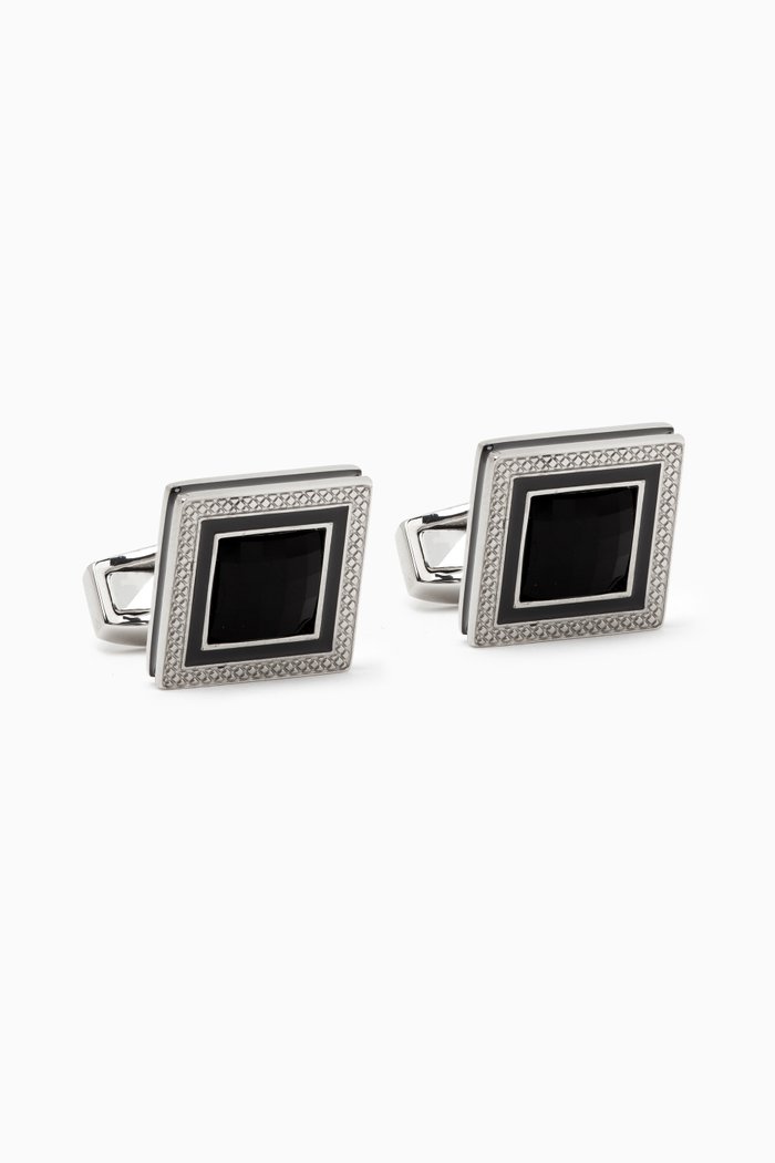 

Quadrato Limited Edition Cufflinks in Palladium, Black