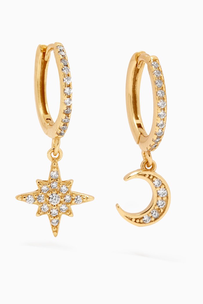

Stella Crescent & Star Earrings in 18kt Gold-plated Sterling Silver