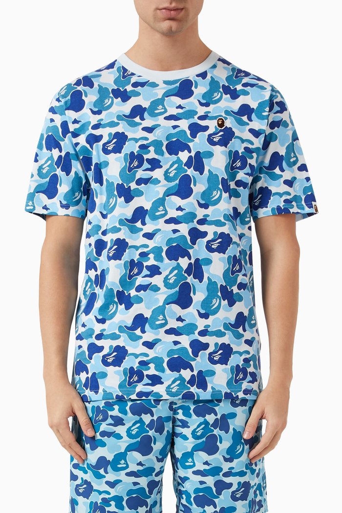 

ABC Camo Ape Head One Point T-shirt in Cotton, Blue