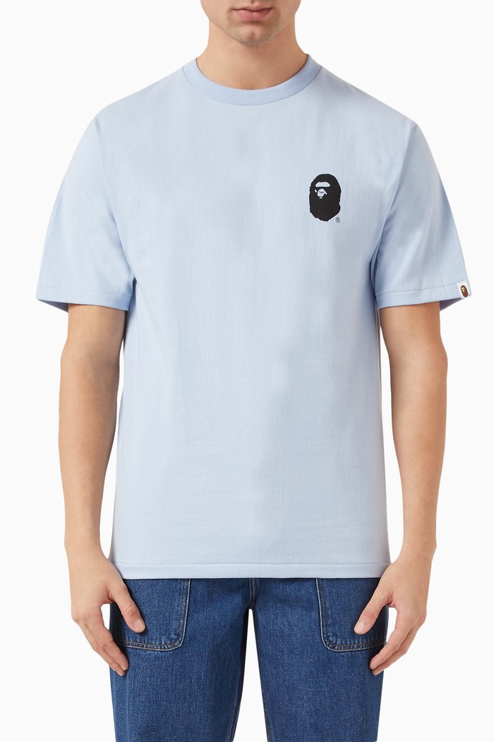 

Logo Lettered T-shirt in Cotton, Blue