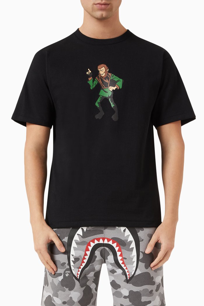Ape Graphic T-shirt in Cotton, Black