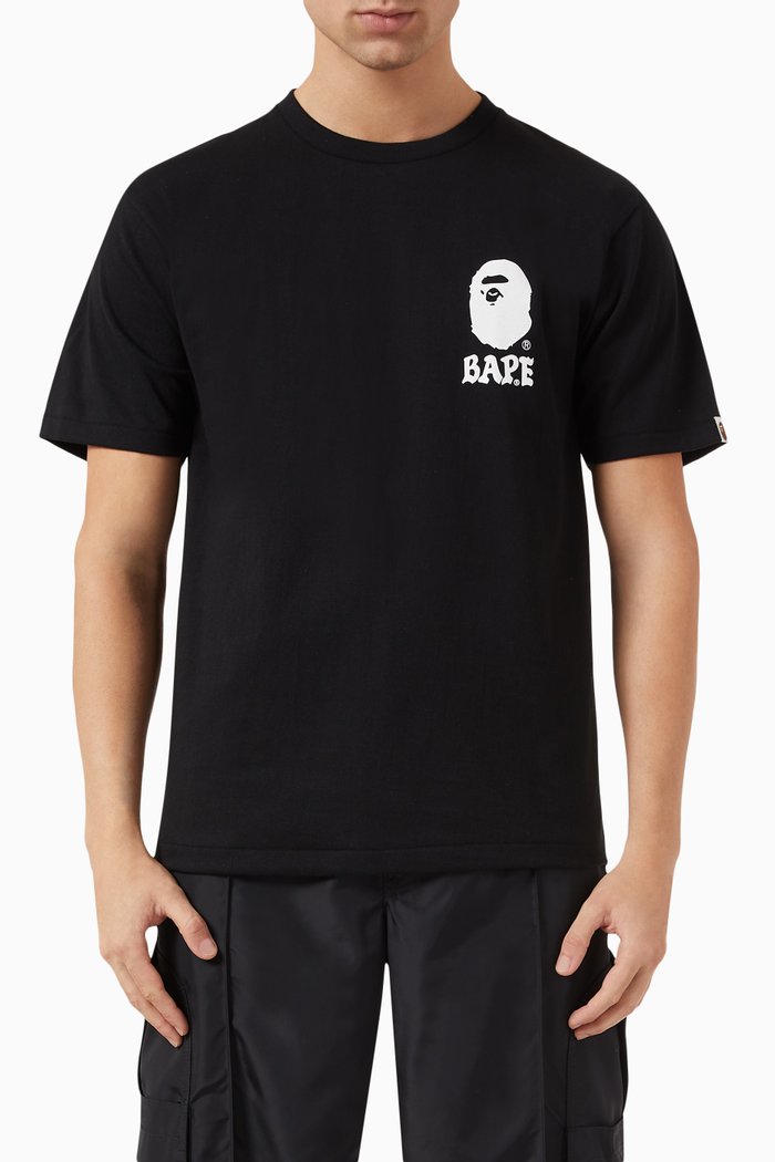 

Japan Culture Lettered T-shirt in Cotton, Black