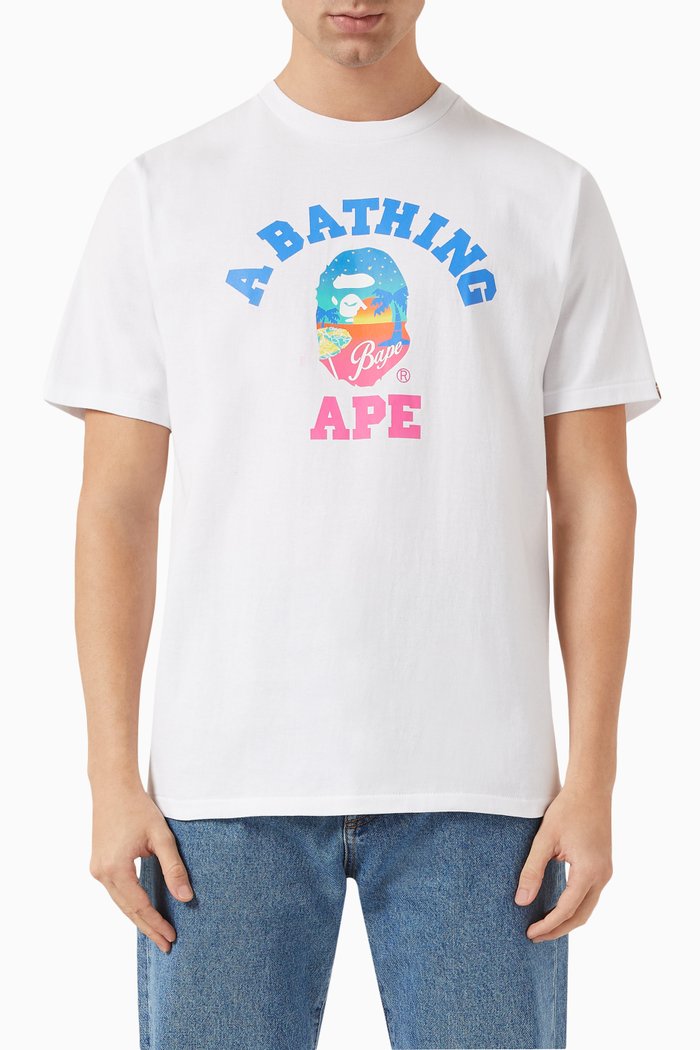 

Sunset Beach T-shirt in Cotton, White