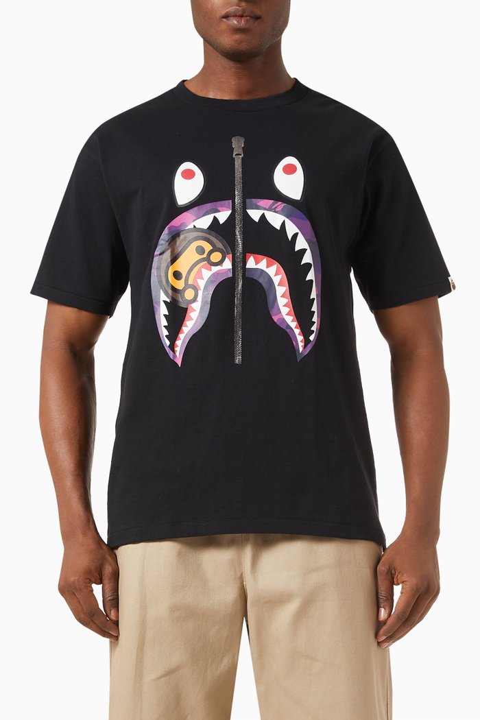 Colour Camo Milo Shark T-shirt in Cotton, Black