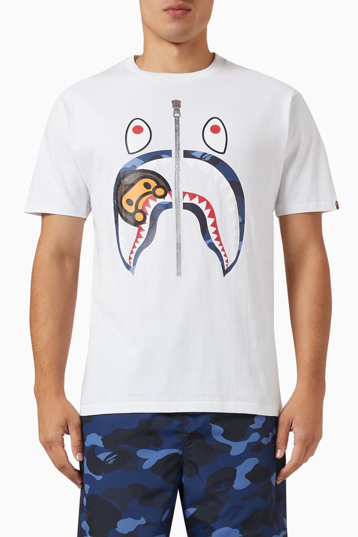 

Colour Camo Milo Shark T-shirt in Cotton, White