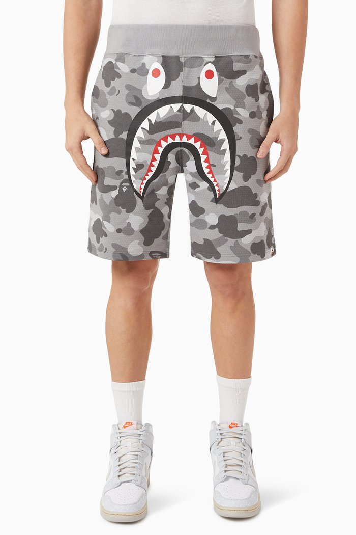 

Honeycomb Camo Shark Sweatshorts in Cotton Fleece, Grey
